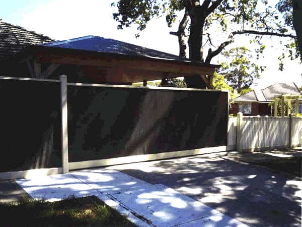colorbond fence with automatic sliding gate in melbourne