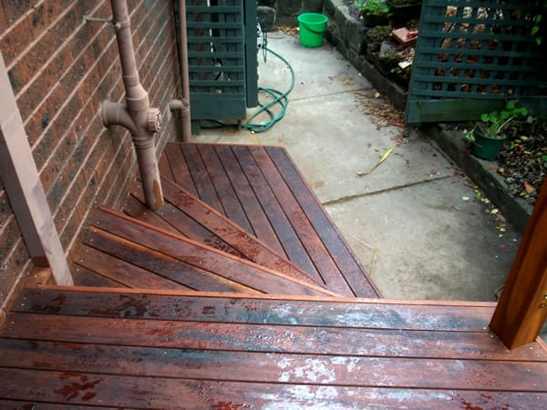 steps using merbau timber in backyard in south eastern suburbs of melbourne