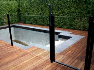 semi frameless glass pool fence with timber decking in melbourne
