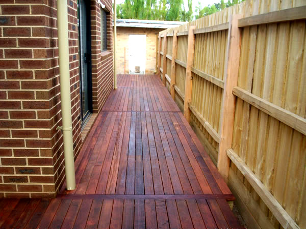 merbau timber decking for side of house in south eastern suburb of melbourne